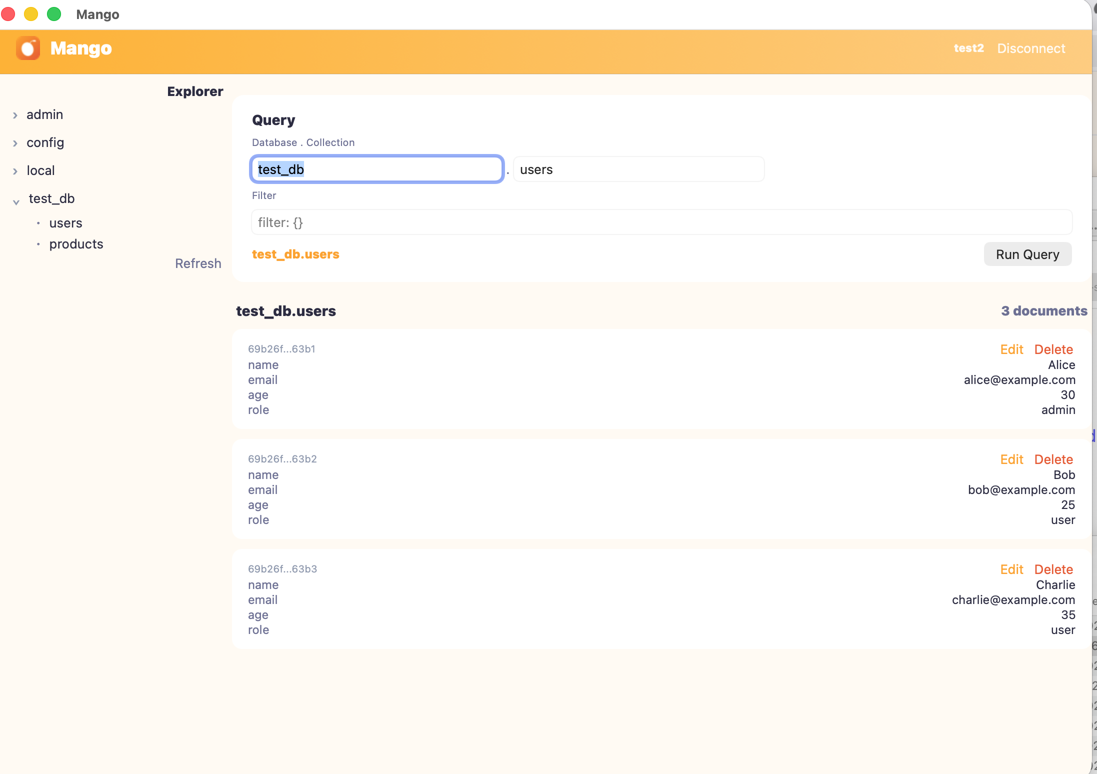 Mango — query explorer